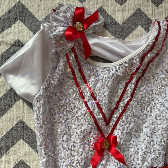 A wish come true White and Red Sequin Top XLC dance skating dress - Picture 3 of 6
